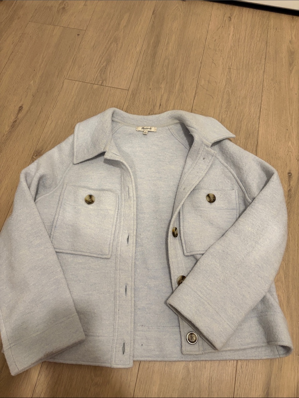 Madewell Light Blue Wool Button-Up Jacket
